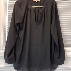 Black sheer v neck blouse